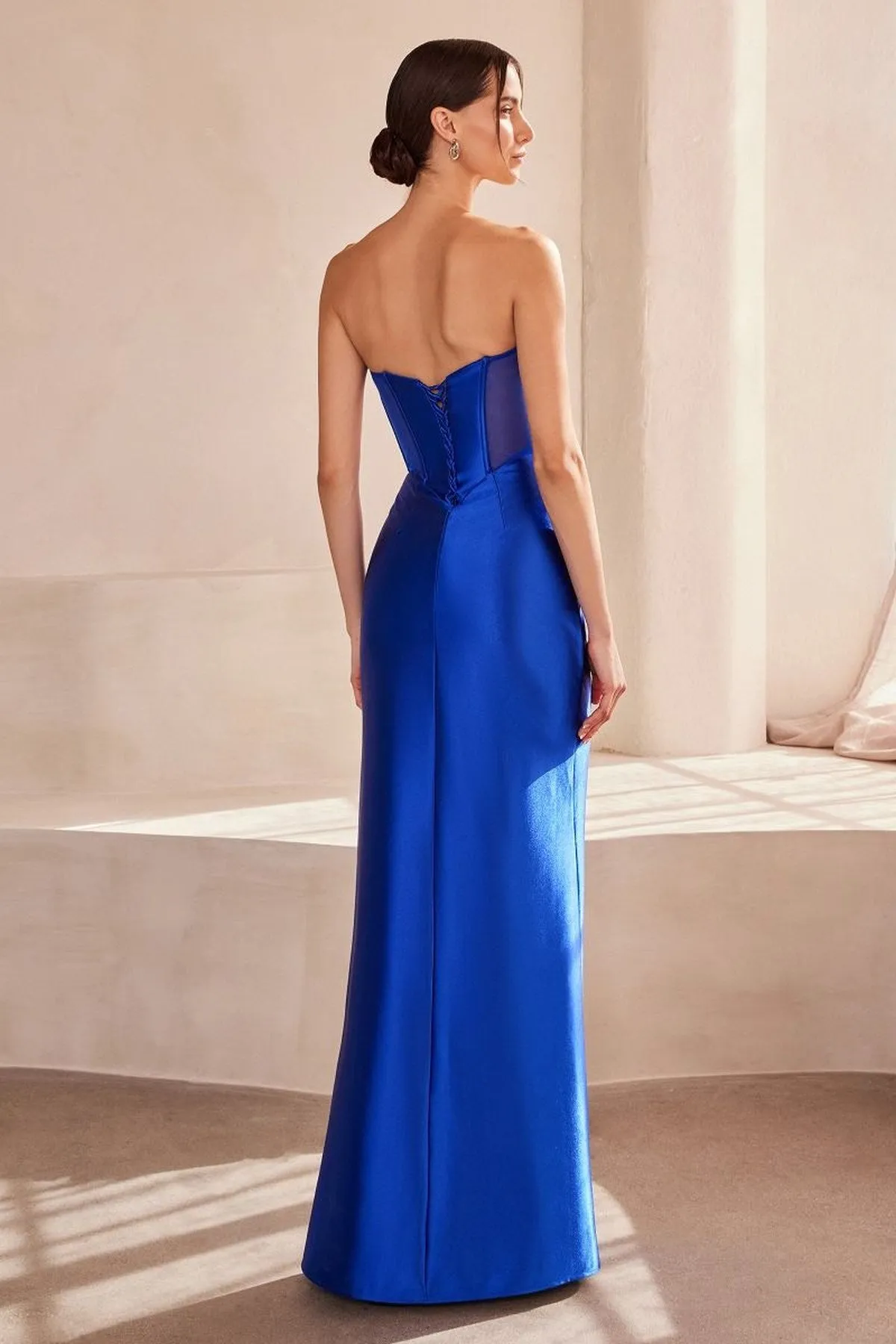 Ladivine Amoris T708 Strapless Fitted Satin Prom Gown