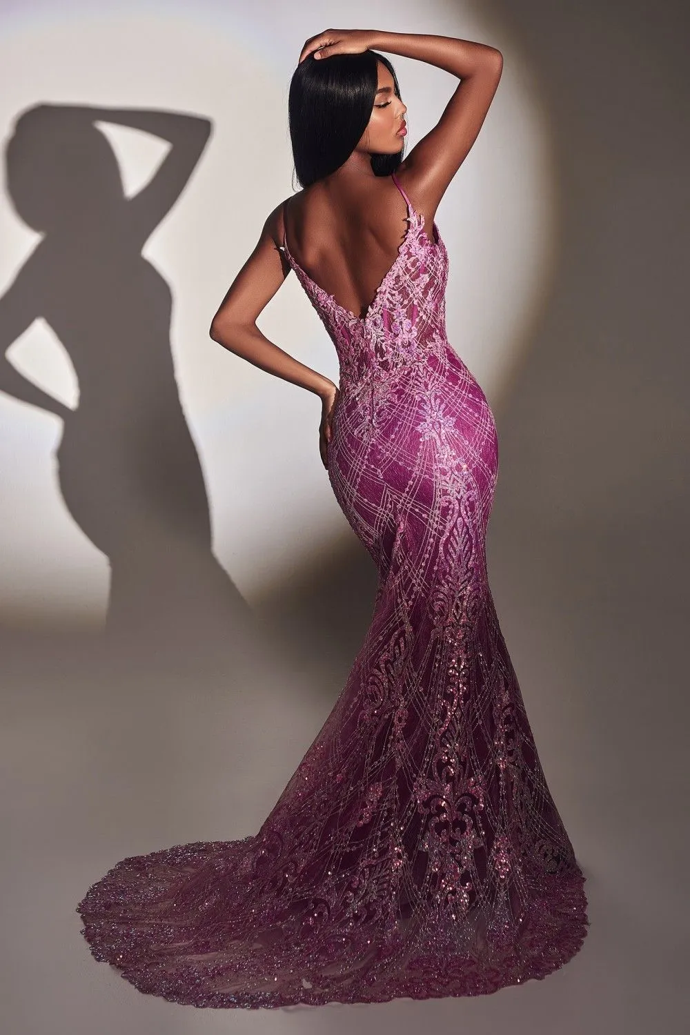 Ladivine CC2168 Floor Length Formal Fitted Glitter Gown