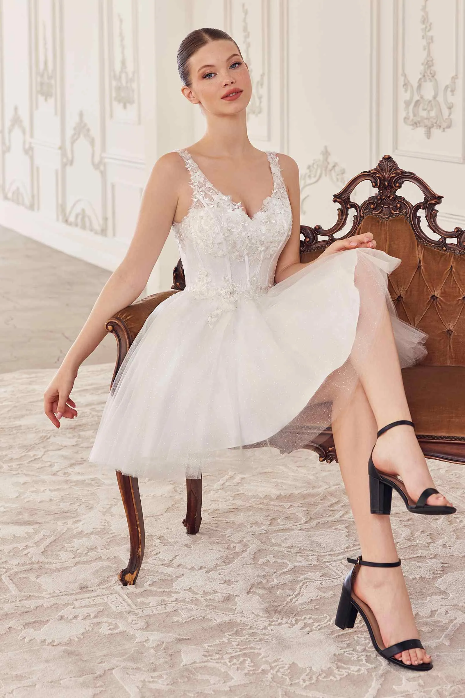 Ladivine CY019 Dress Sequin Beaded A-Line Short Dress