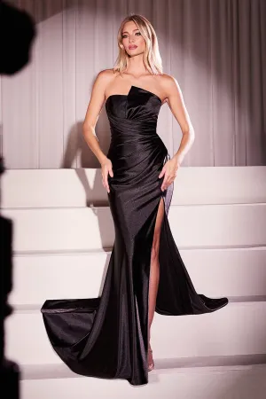 Ladivine KV1118 Dress Pleated Strapless Fitted Satin Gown
