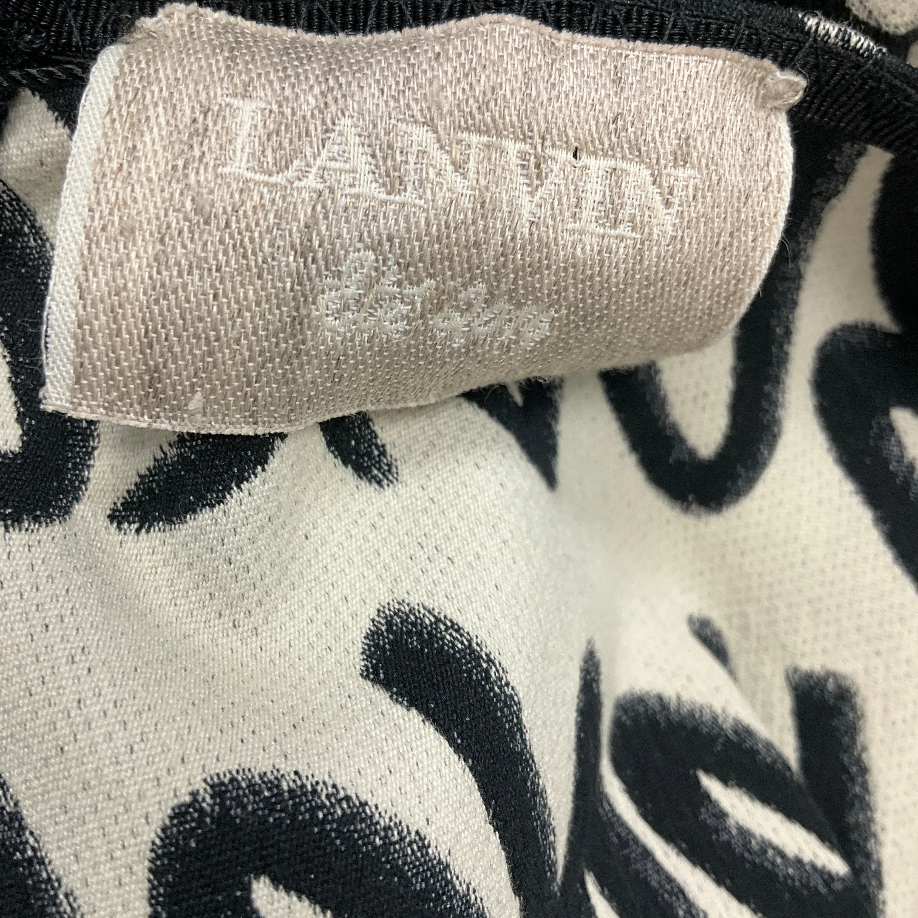 Lanvin Black / Ivory 2016 Ruffled Printed Cocktail Dress