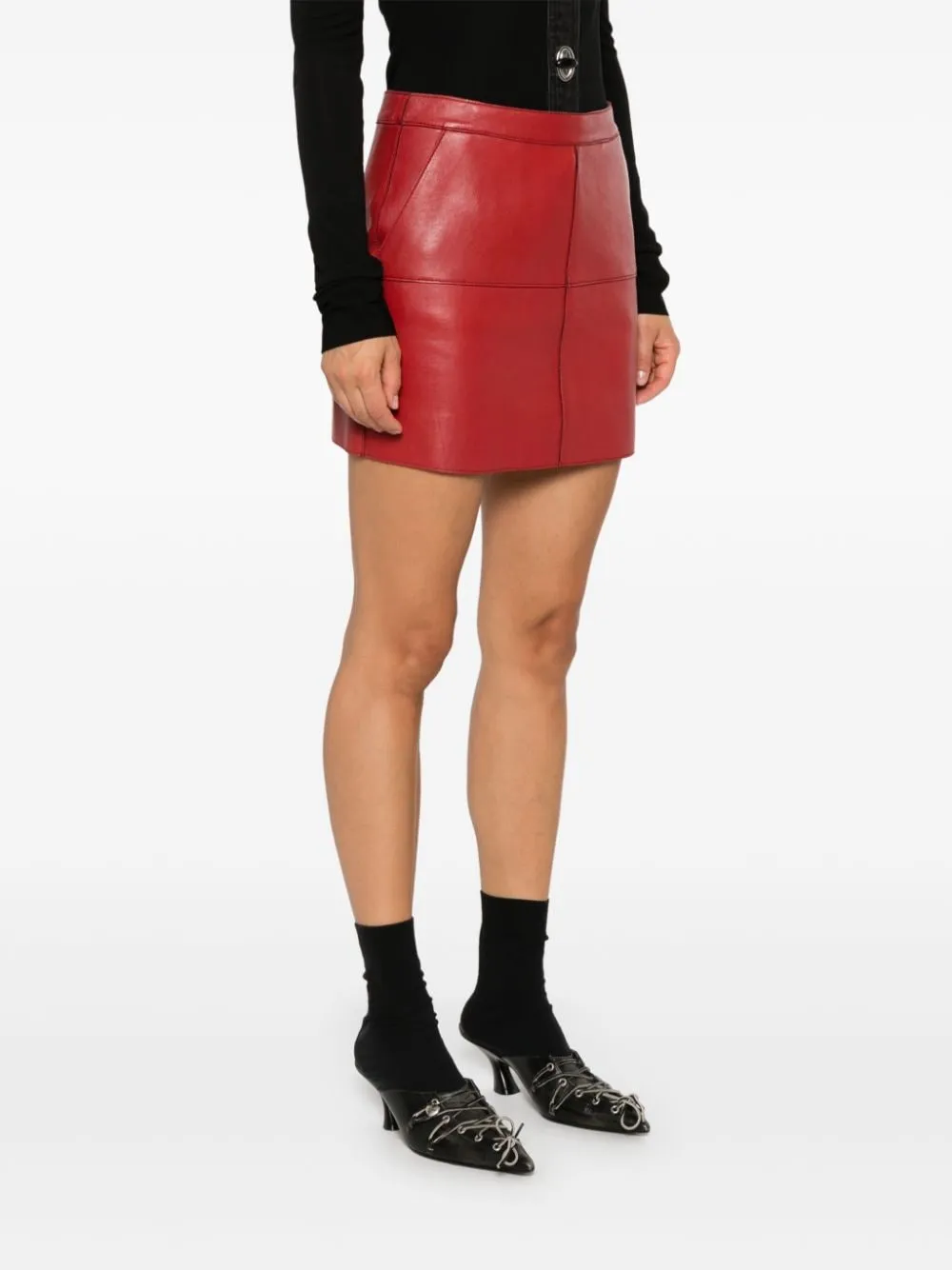 Leather mini skirt