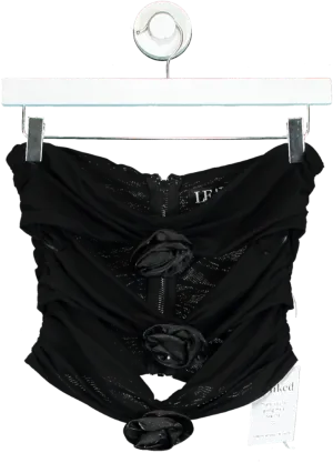 LEAU Black Ruched Strapless Top M