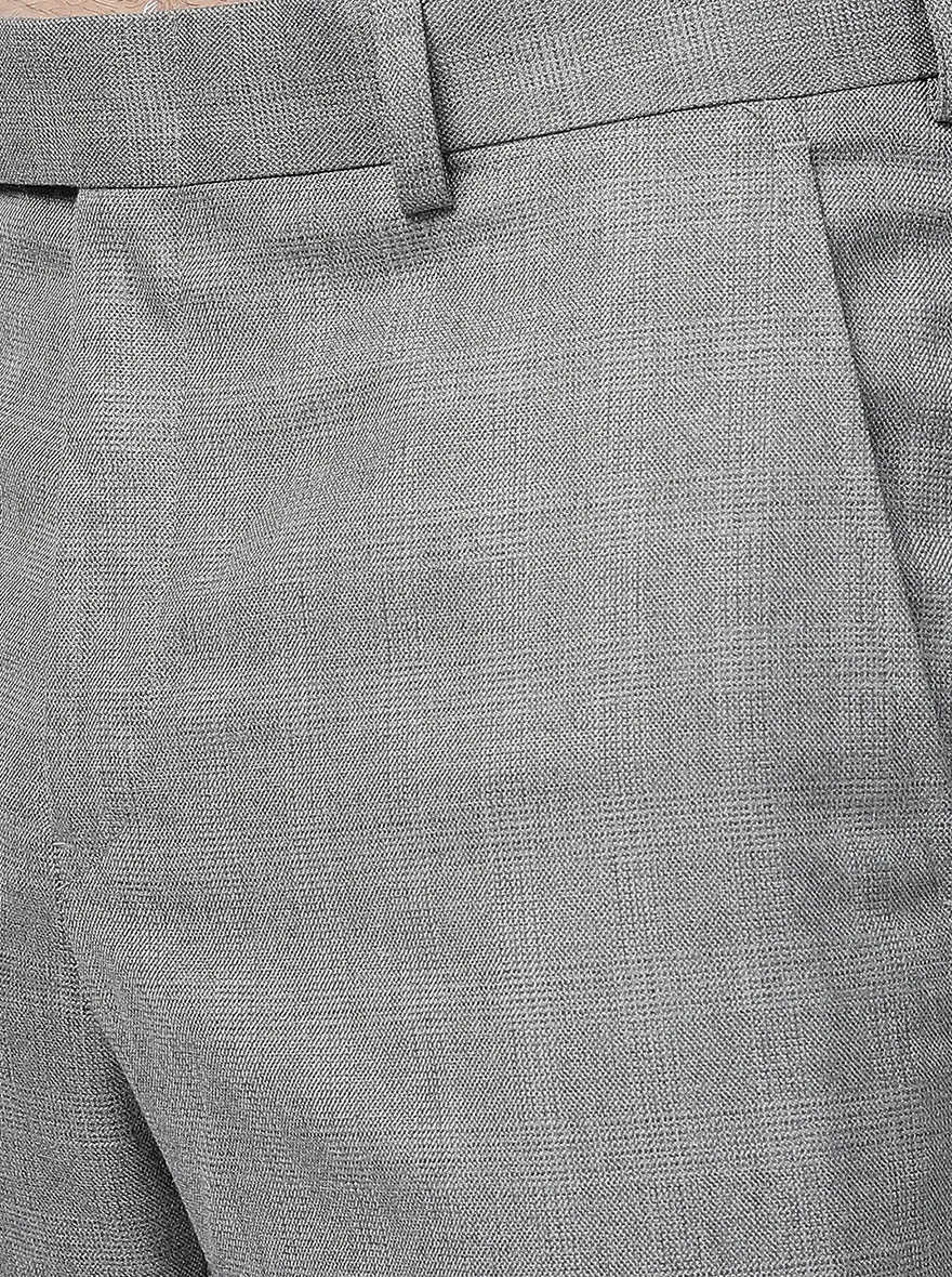 Light Grey Solid Slim Fit Formal Trouser | Metal