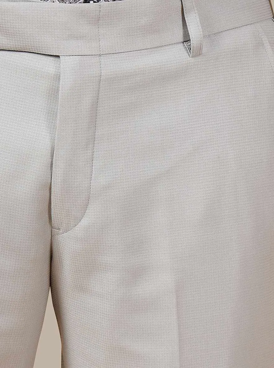Light Grey Solid Slim Fit Formal Trouser | Metal