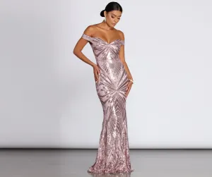 Lilith Off-Shoulder Stylish Sequin Evening Gown