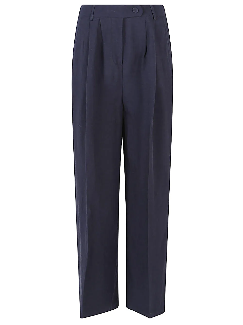 Linen blend wide-leg trousers