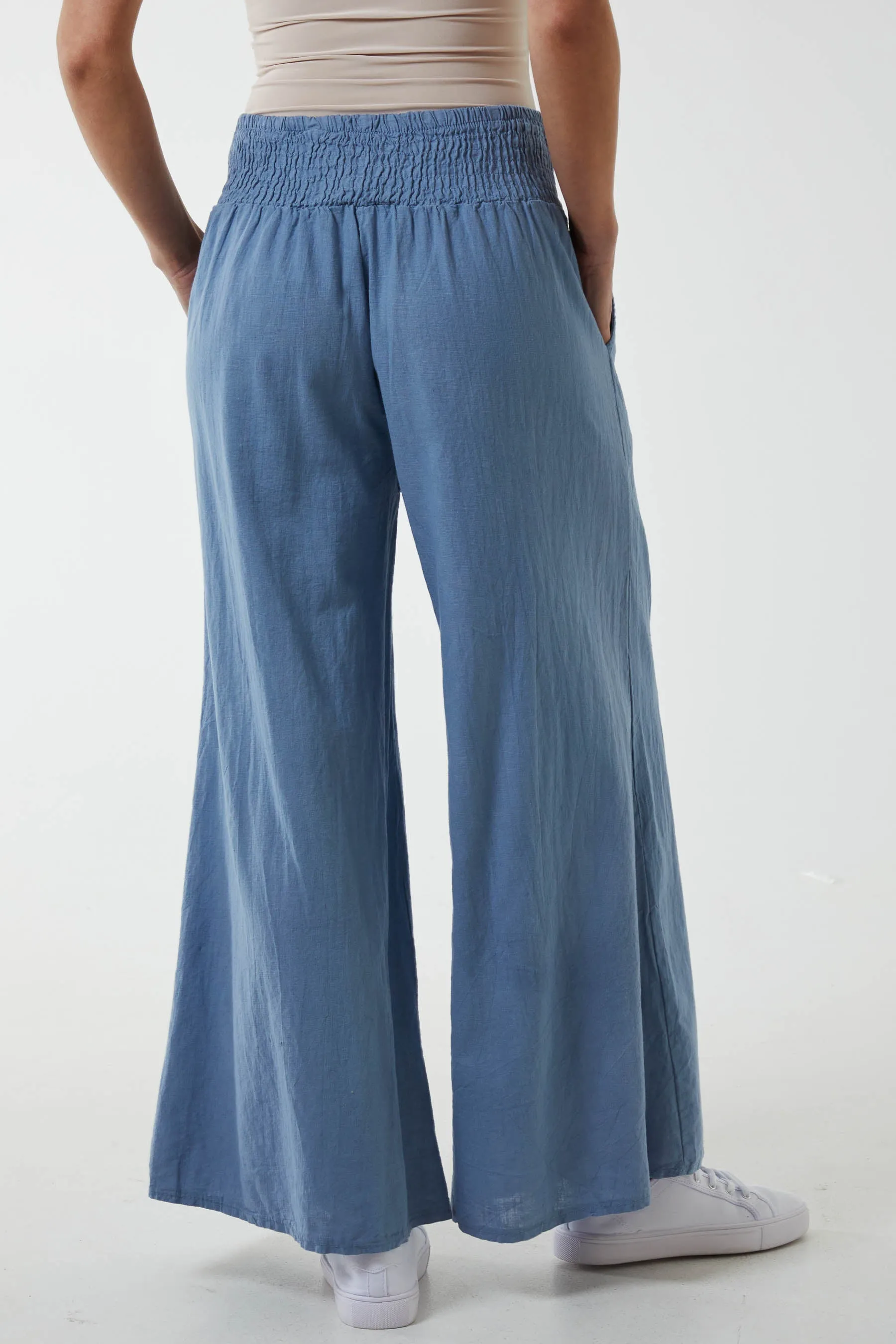 Linen Shirred Wide Leg Culottes
