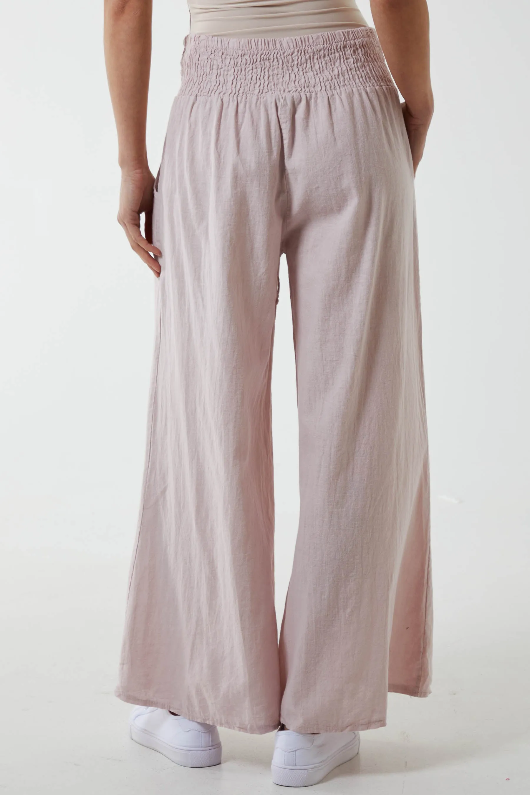 Linen Shirred Wide Leg Culottes