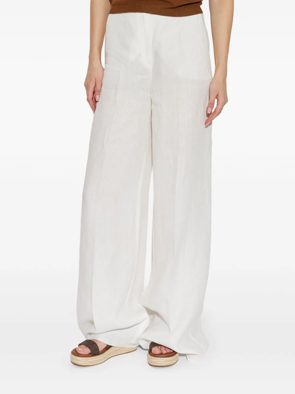 Linen wide-leg trousers
