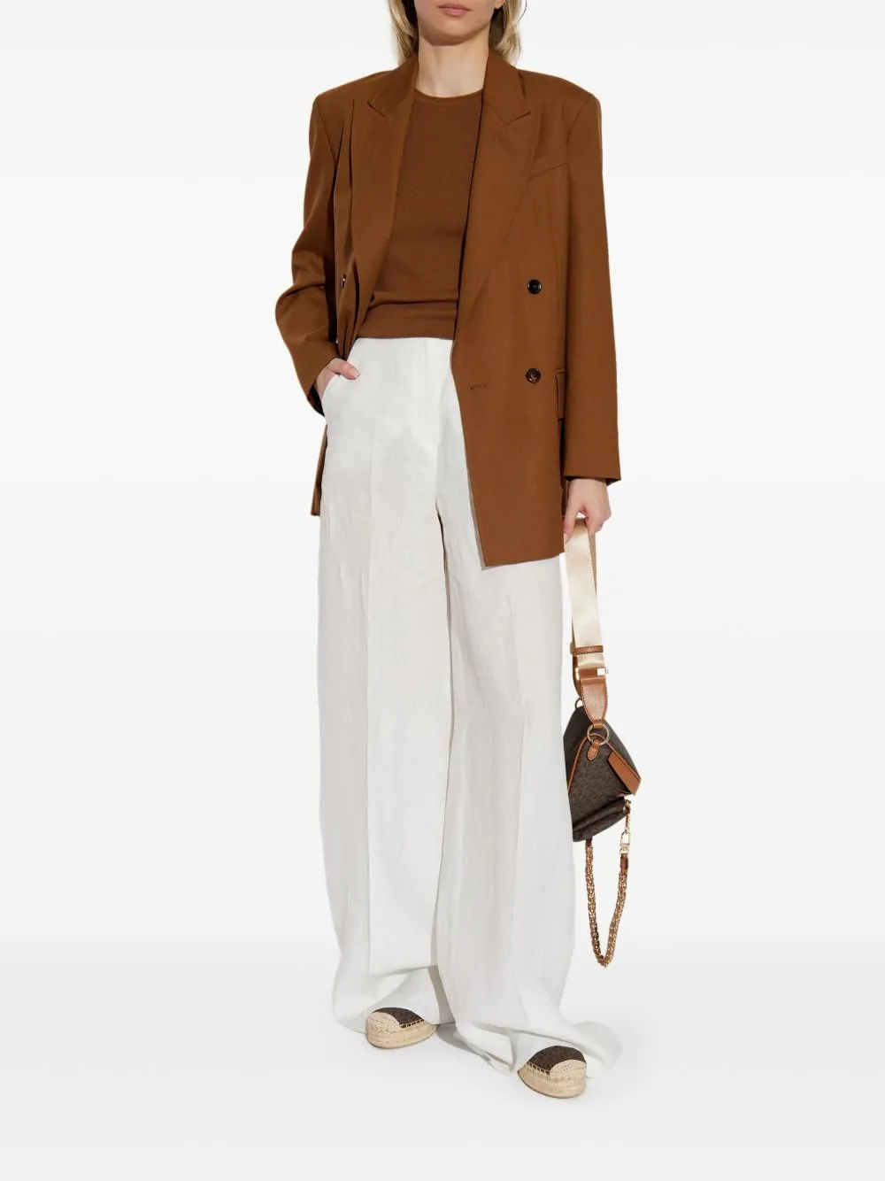 Linen wide-leg trousers