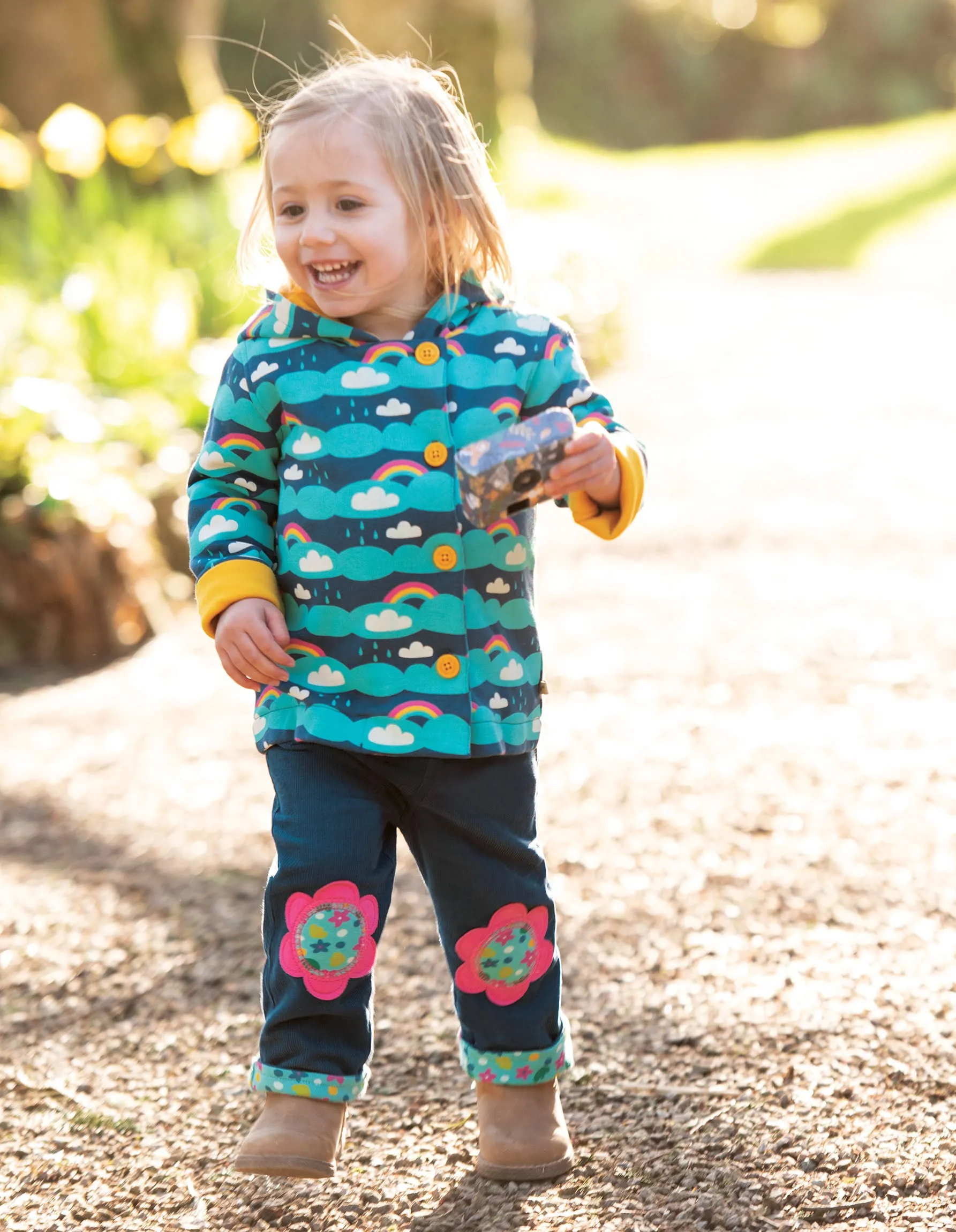 Little Cord Patch Trousers - Space Blue/Flower