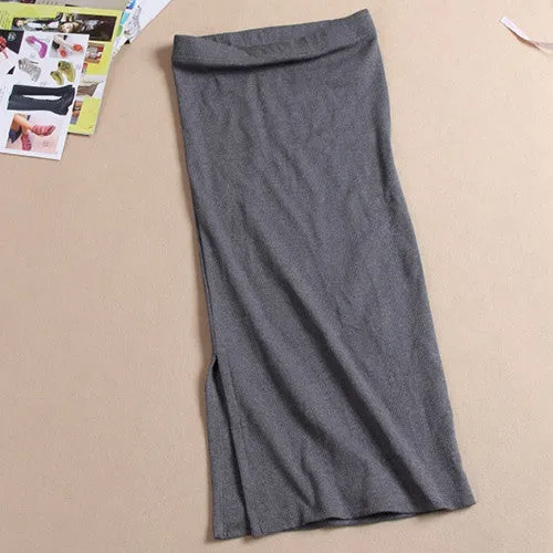 Long Skirt Fashion Solid Color Cotton Skirts Womens Maxi Skirt High Waist Elasticity Pencil Skirt