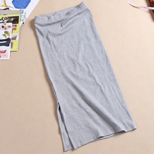 Long Skirt Fashion Solid Color Cotton Skirts Womens Maxi Skirt High Waist Elasticity Pencil Skirt