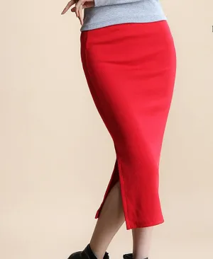Long Skirt Fashion Solid Color Cotton Skirts Womens Maxi Skirt High Waist Elasticity Pencil Skirt