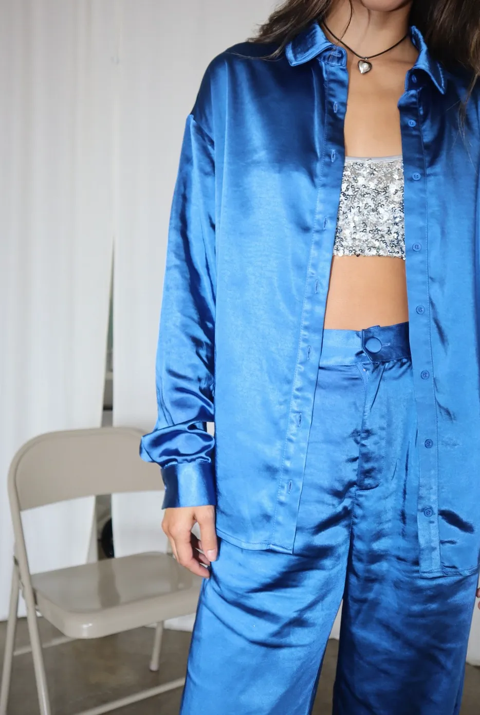 Long Sleeve Collared Button Down Top