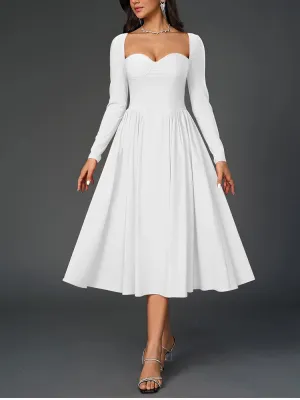 Long Sleeve Corset Back Tie-Up Long Dress