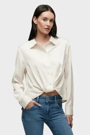 Long Sleeve Knotted Button Down