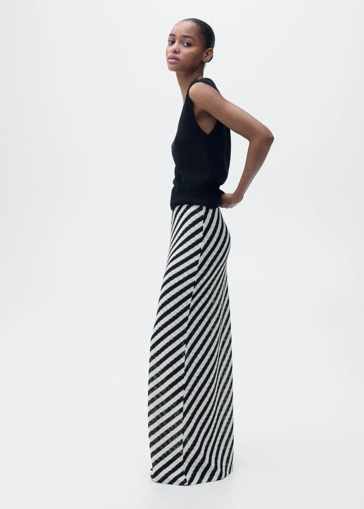 Long striped knit skirt