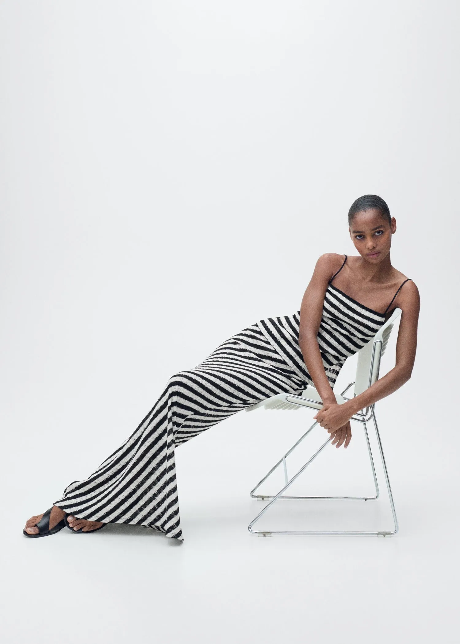 Long striped knit skirt