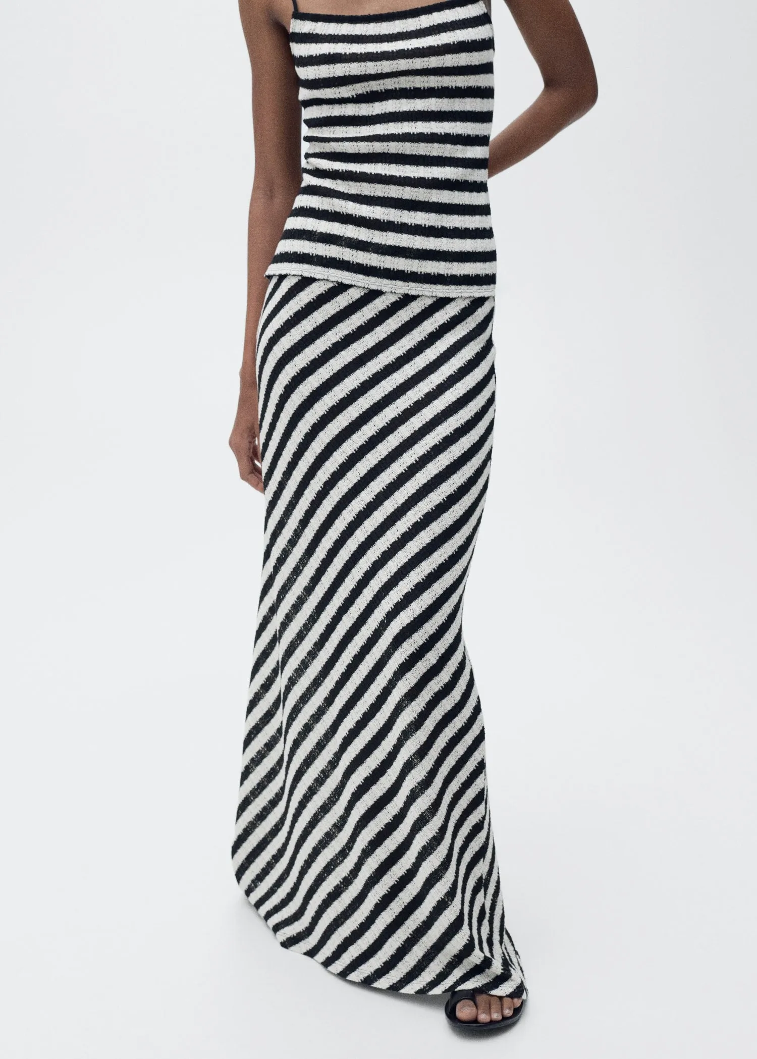 Long striped knit skirt