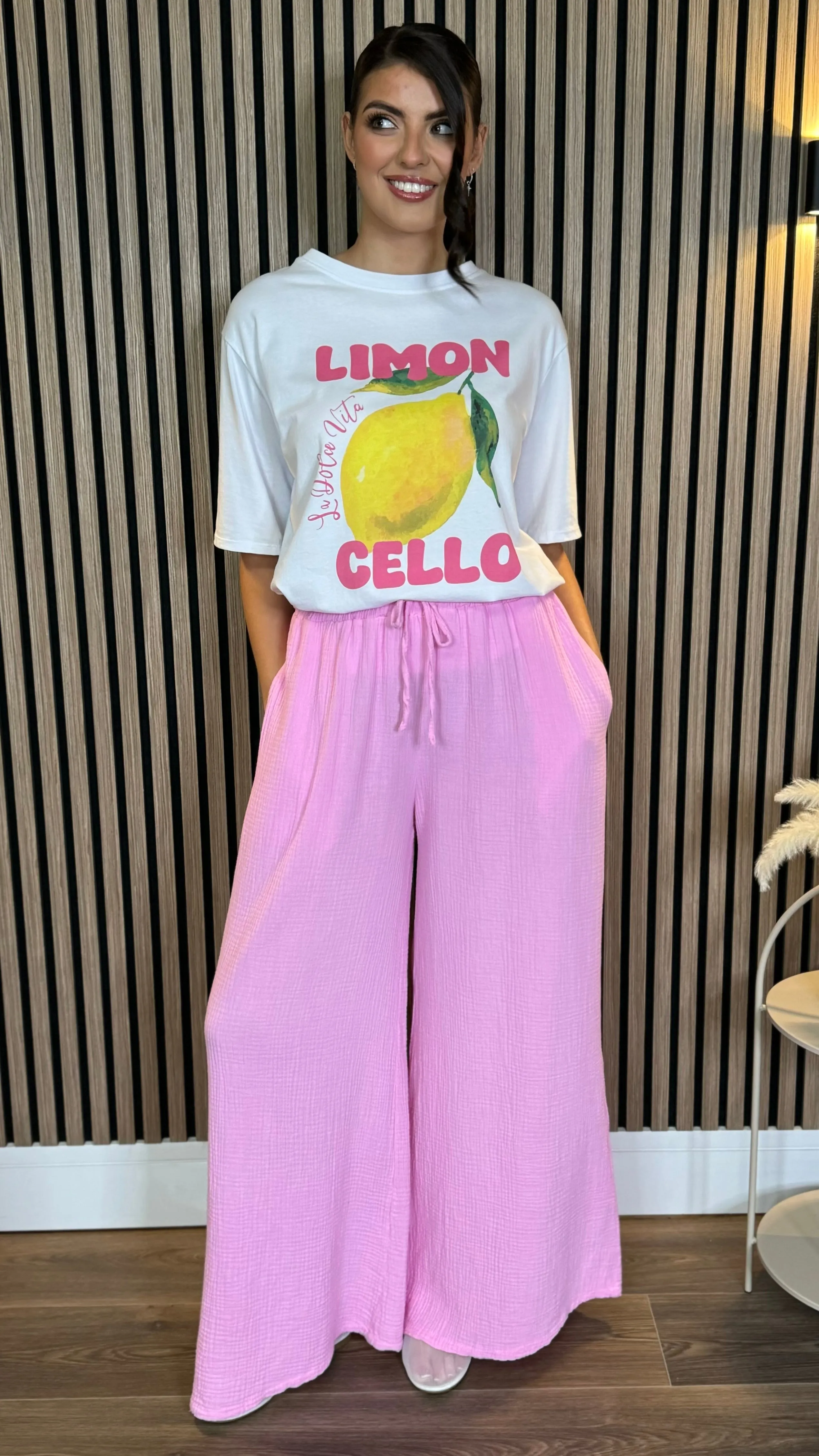 Lora Rose Pink Wide Leg Trousers