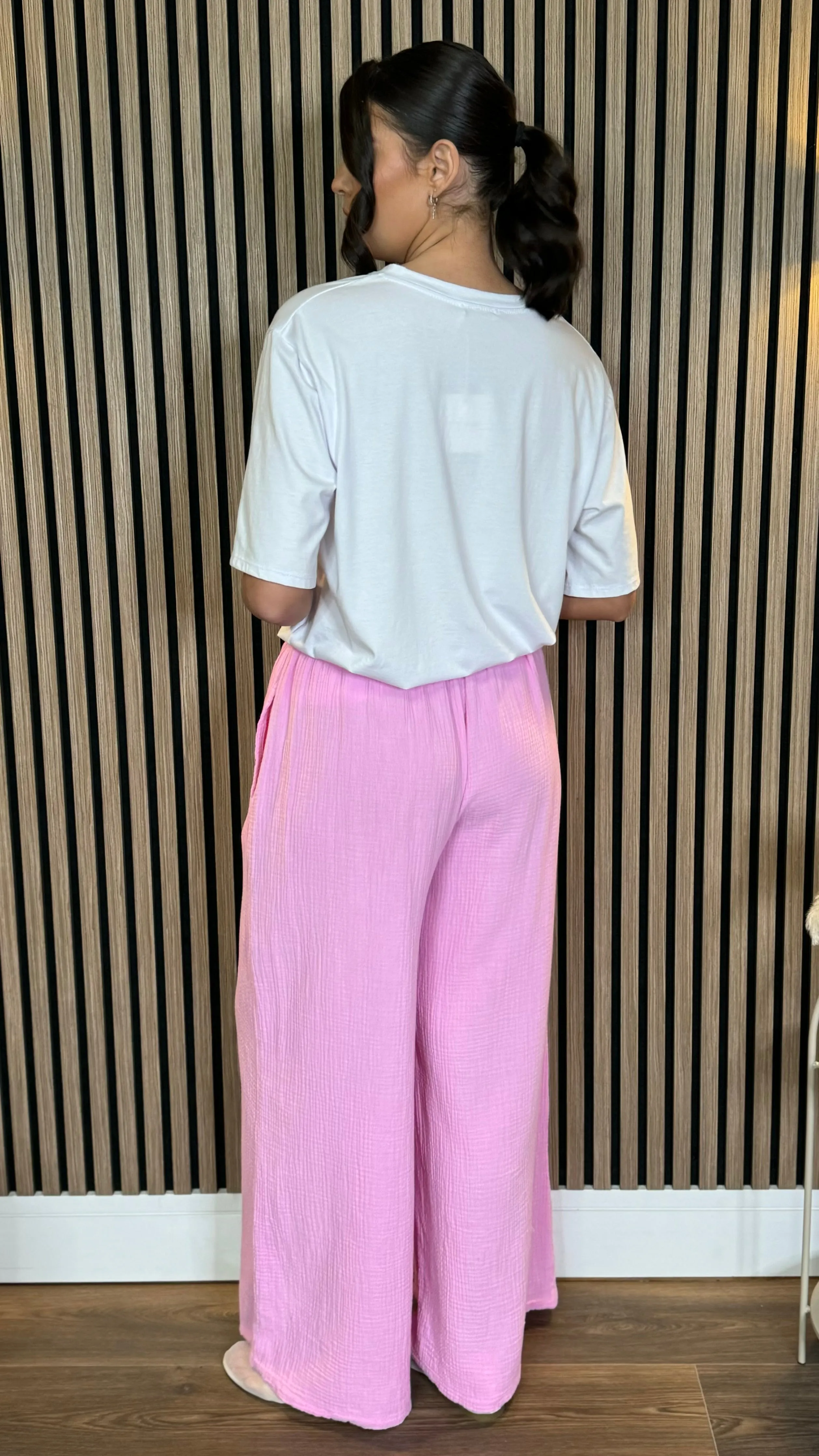 Lora Rose Pink Wide Leg Trousers