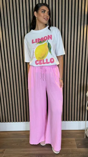 Lora Rose Pink Wide Leg Trousers