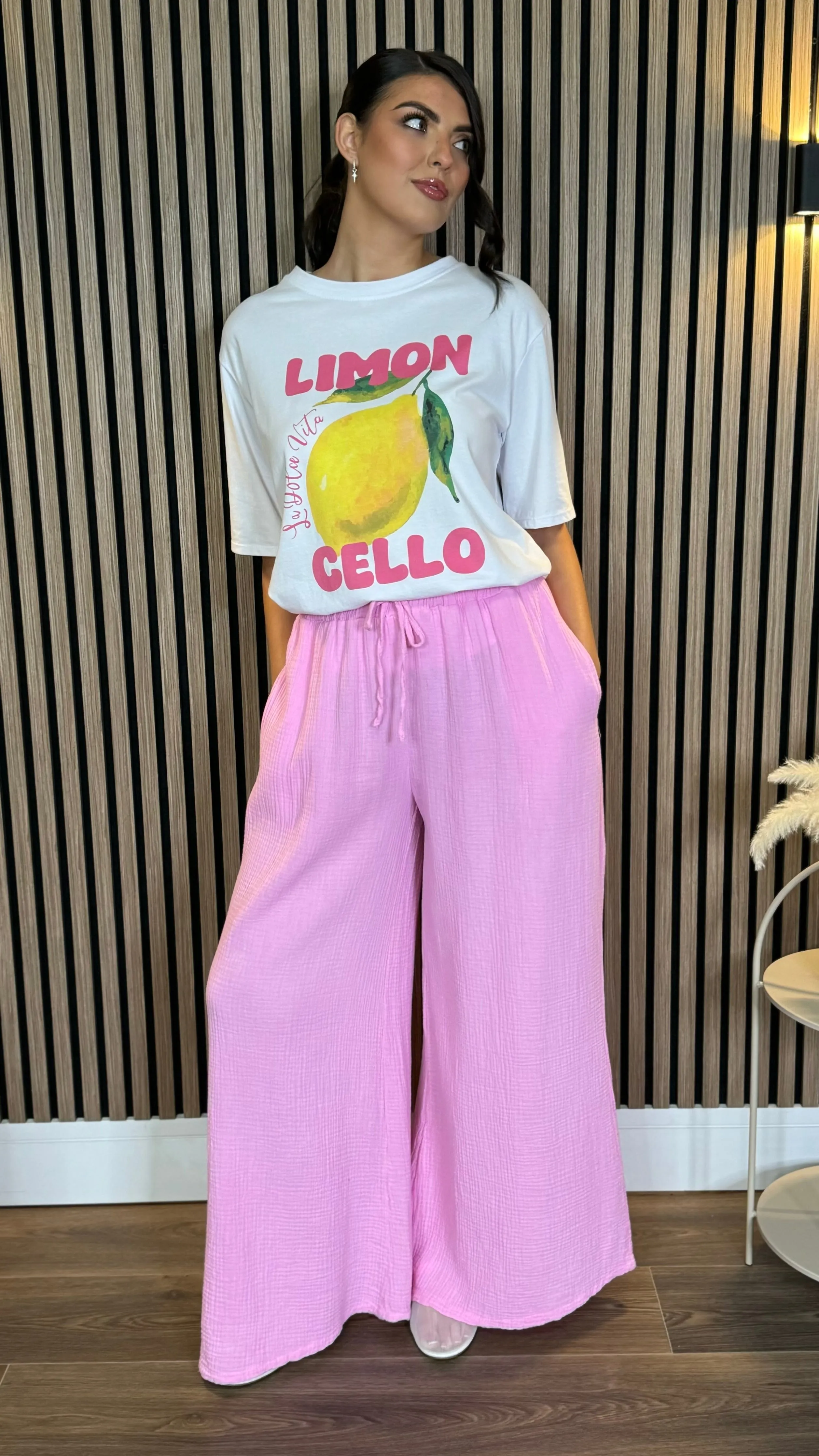 Lora Rose Pink Wide Leg Trousers