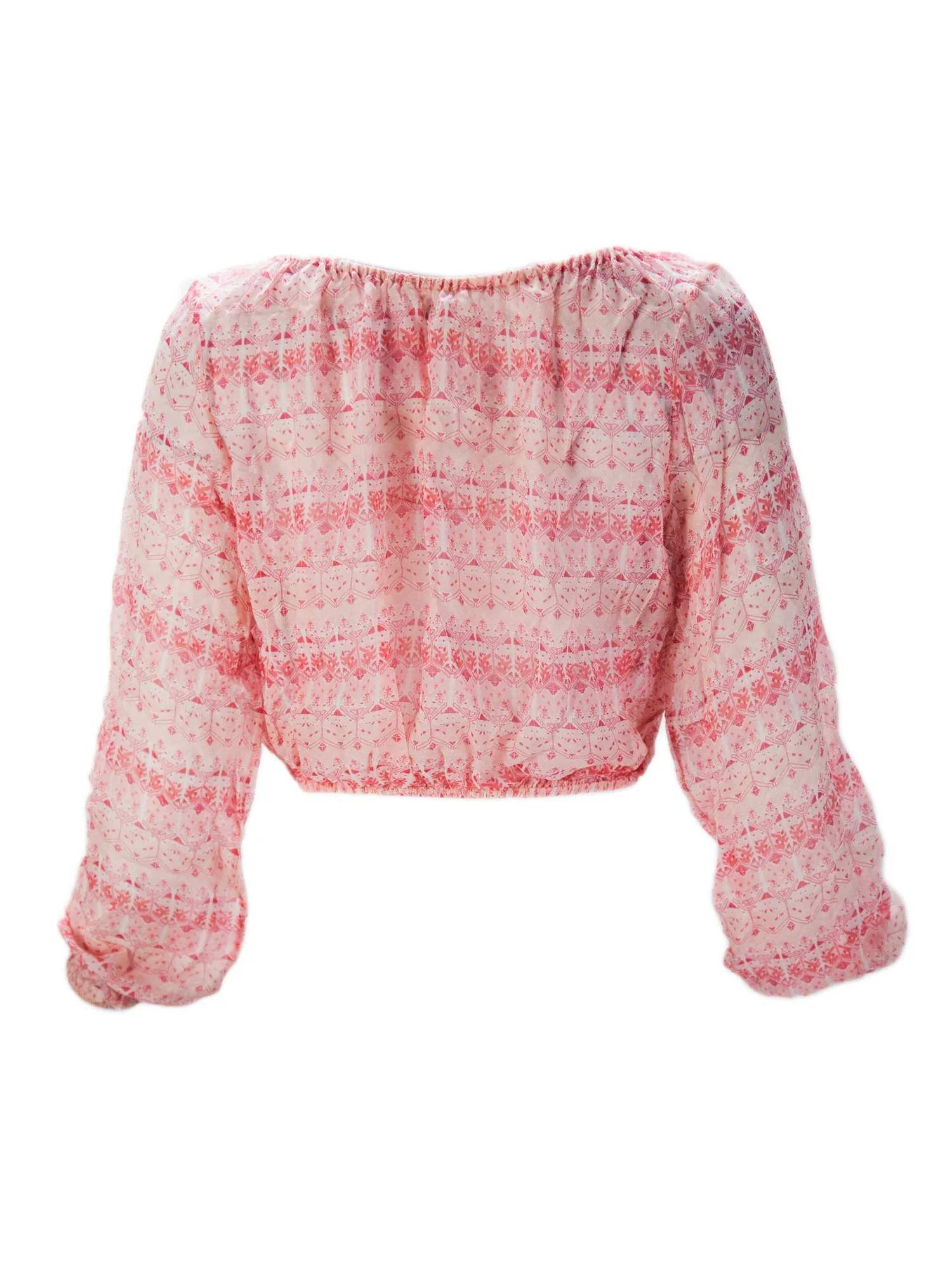 LOVESHACKFANCY Women's Aztec Print Button Down Popover Top $195 NEW