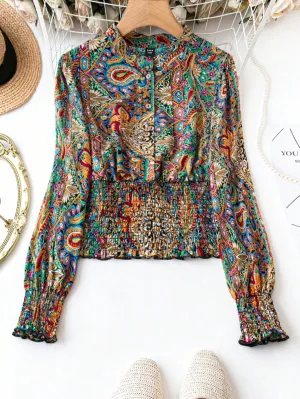LUNE Plus Size Half Placket Button-Down Shirt