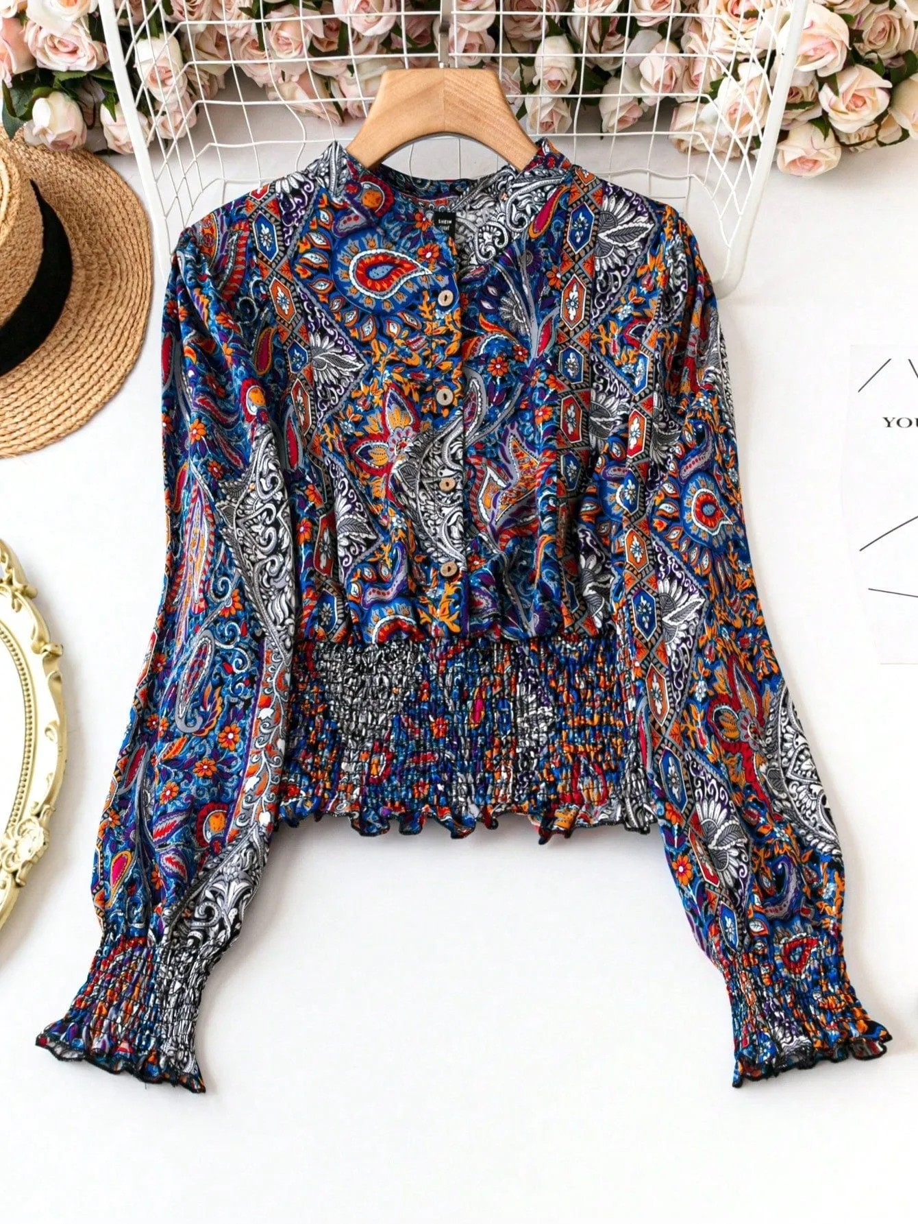 LUNE Plus Size Half Placket Button-Down Shirt