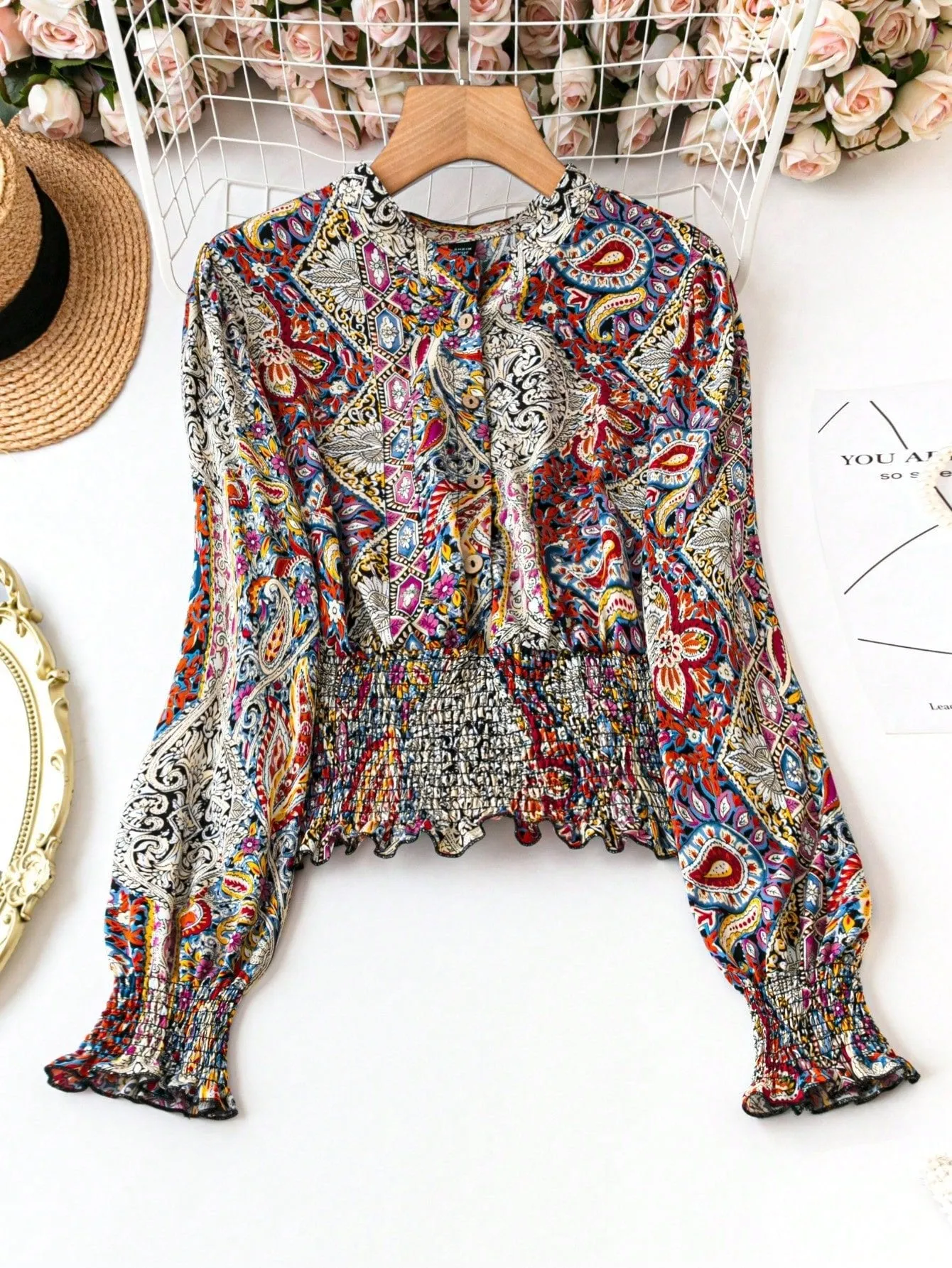 LUNE Plus Size Half Placket Button-Down Shirt
