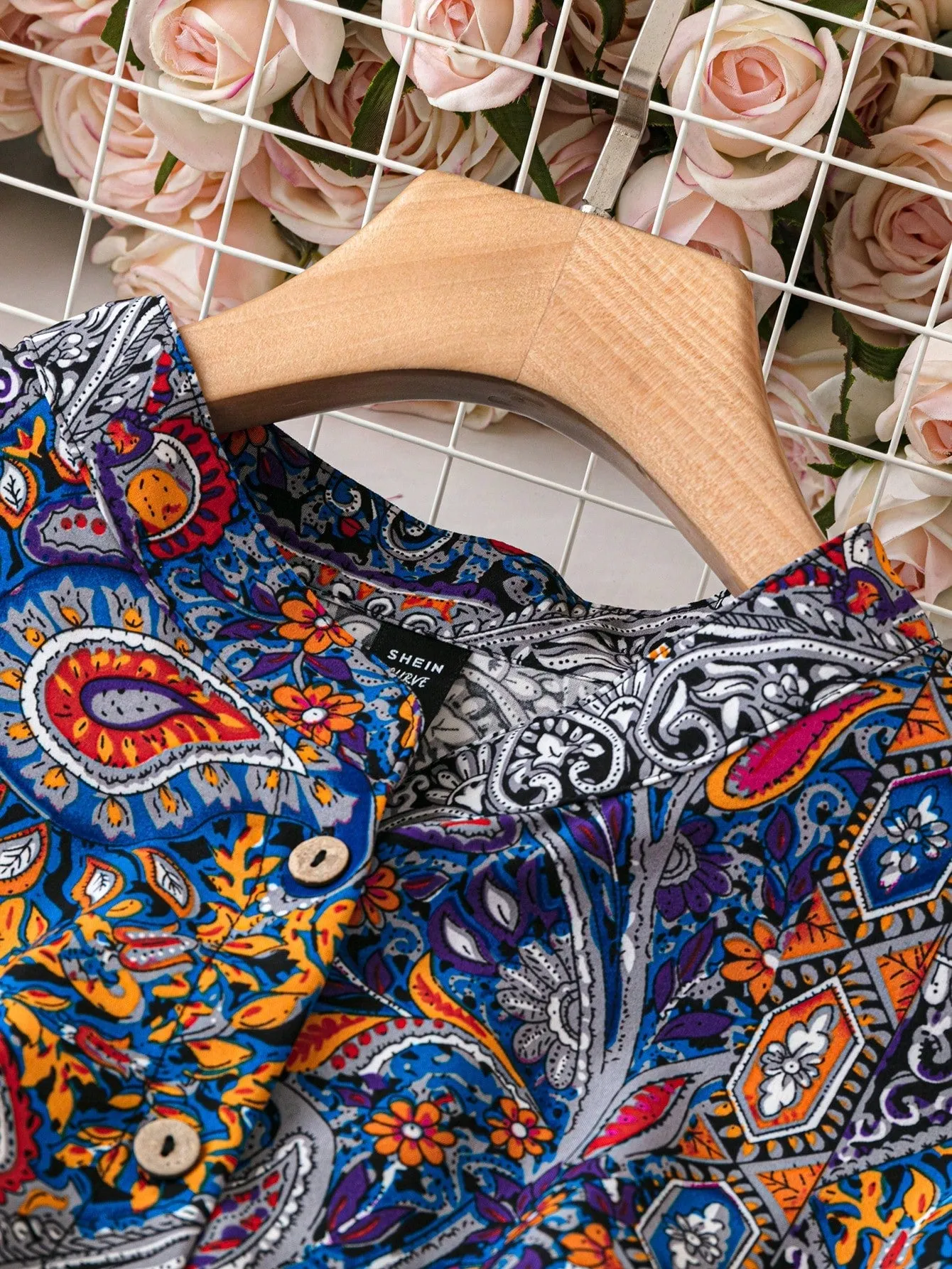 LUNE Plus Size Half Placket Button-Down Shirt