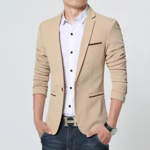 Luxury Men Blazer Fashion Brand High Cotton Slim Fit Men Suit Terno Masculino Blazers Men