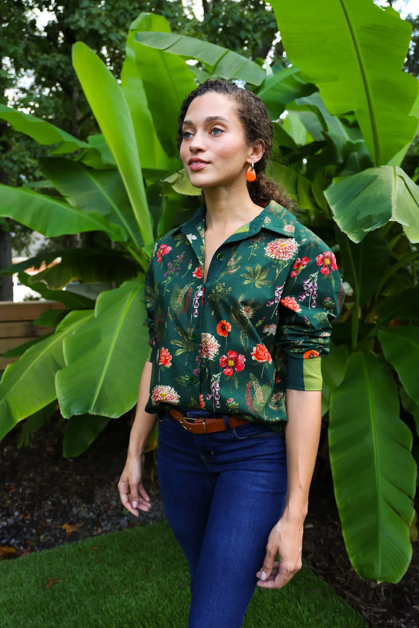 Lydia Button Down in Palm