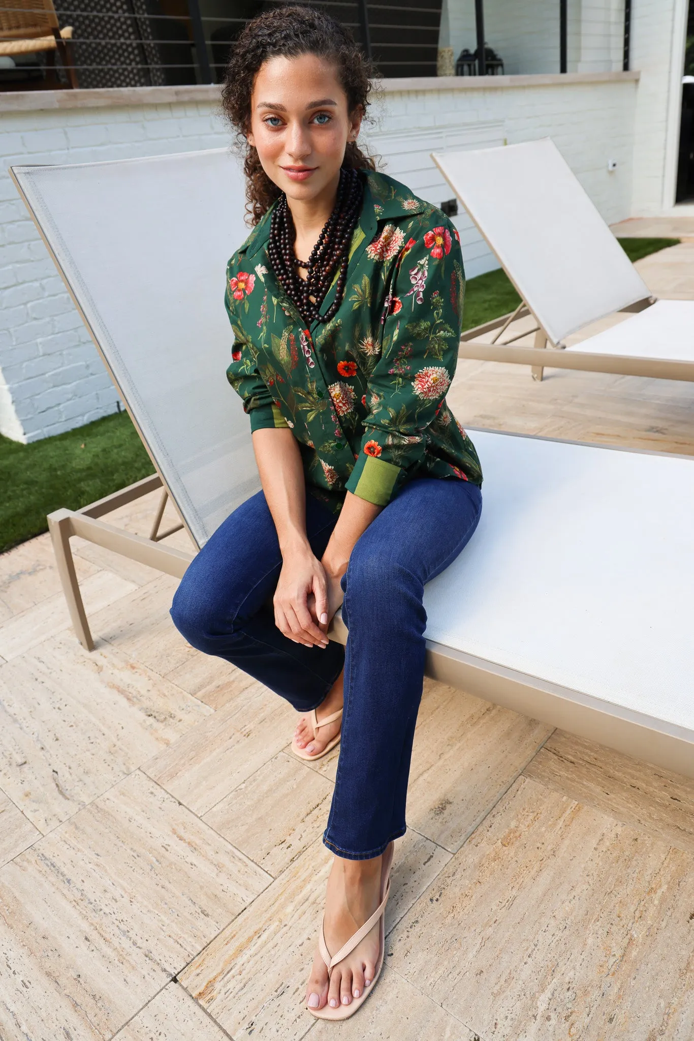 Lydia Button Down in Palm