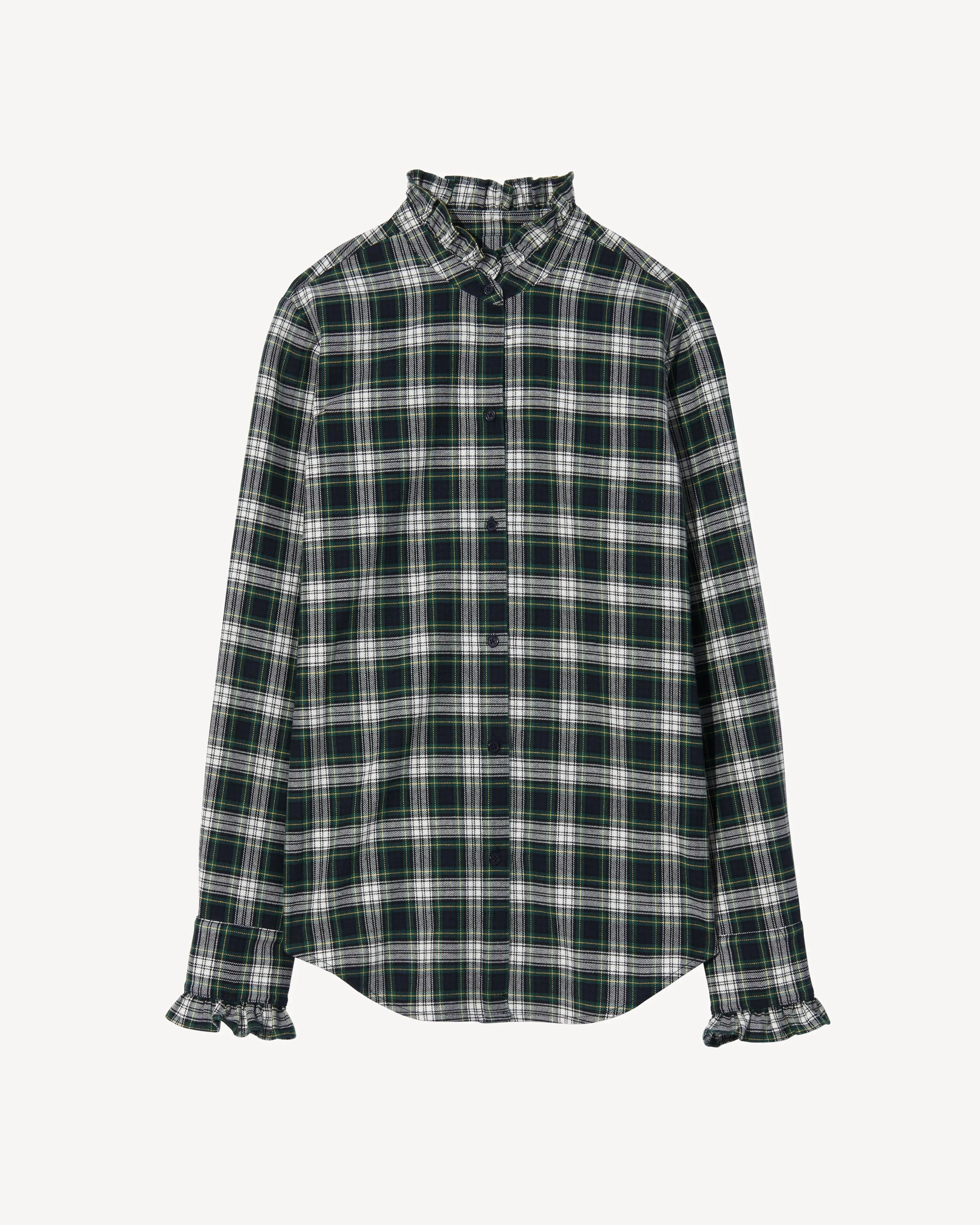 Lydia Shirt in Ivory Green Plaid