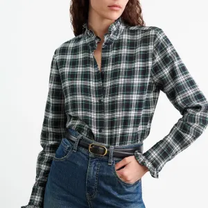 Lydia Shirt in Ivory Green Plaid