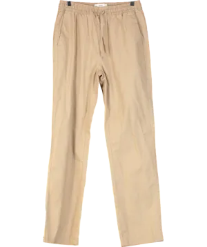 M&S Beige Tapered Fit Moleskin Front Trousers UK S
