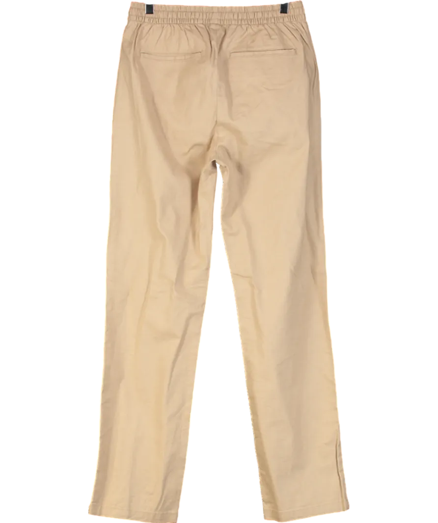 M&S Beige Tapered Fit Moleskin Front Trousers UK S