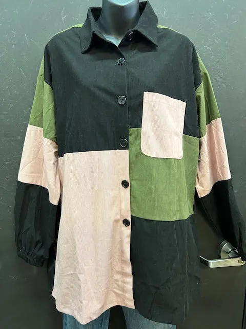 Mari Corduroy Woven Long Sleeve Button Up