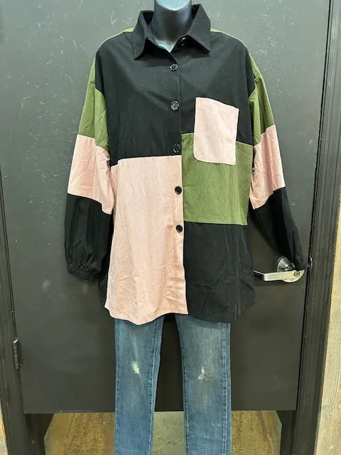 Mari Corduroy Woven Long Sleeve Button Up