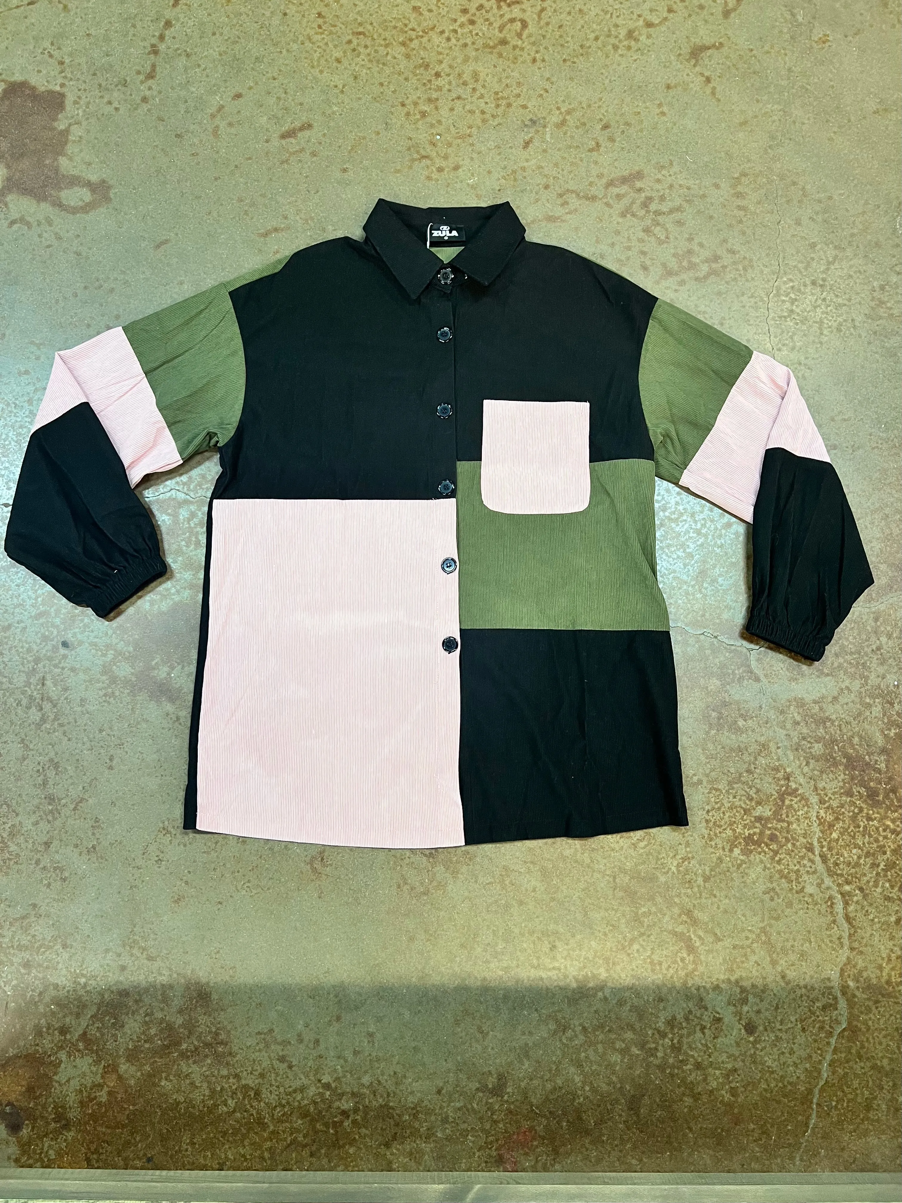 Mari Corduroy Woven Long Sleeve Button Up