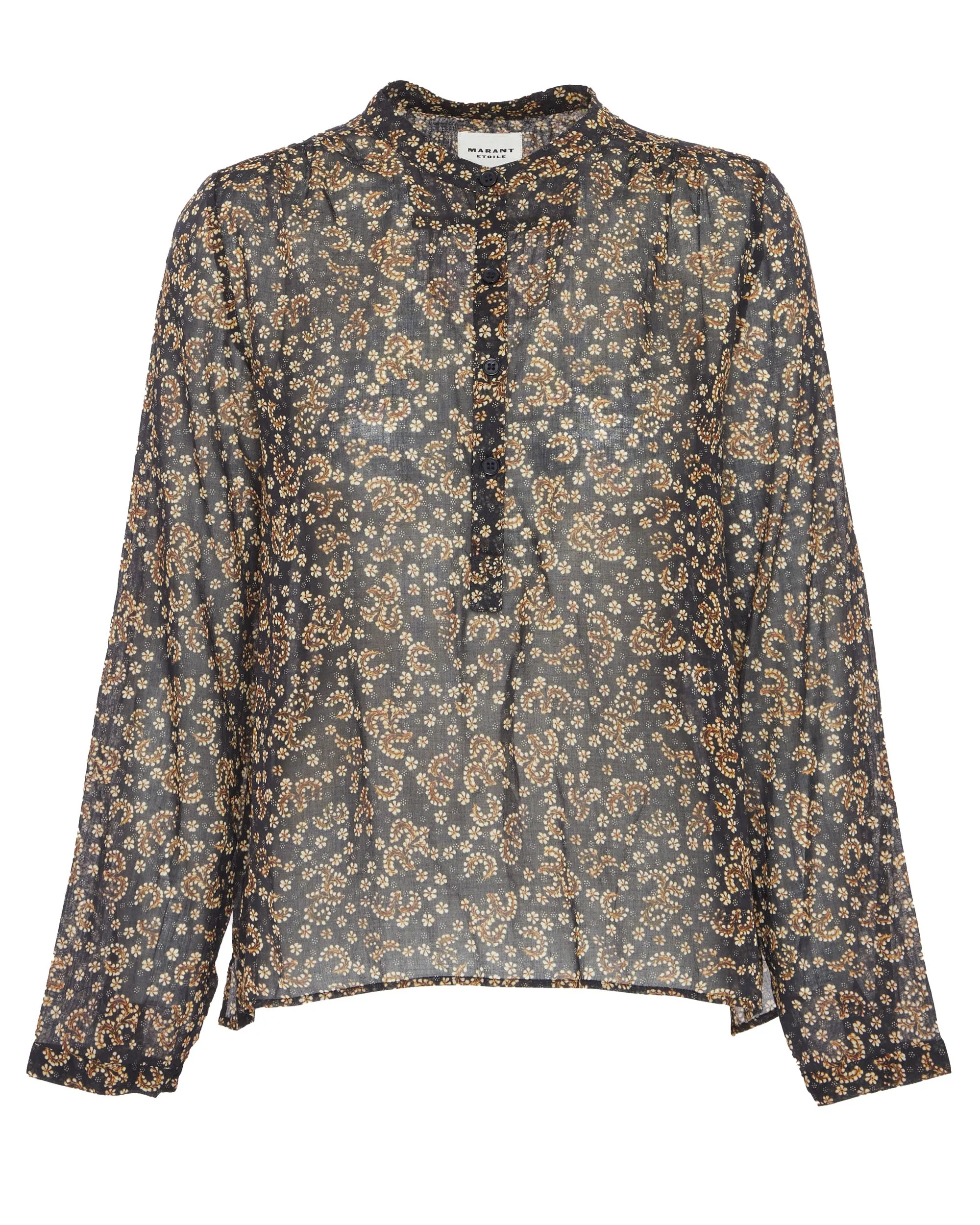 Maria Button Down Blouse in Black/Ochre