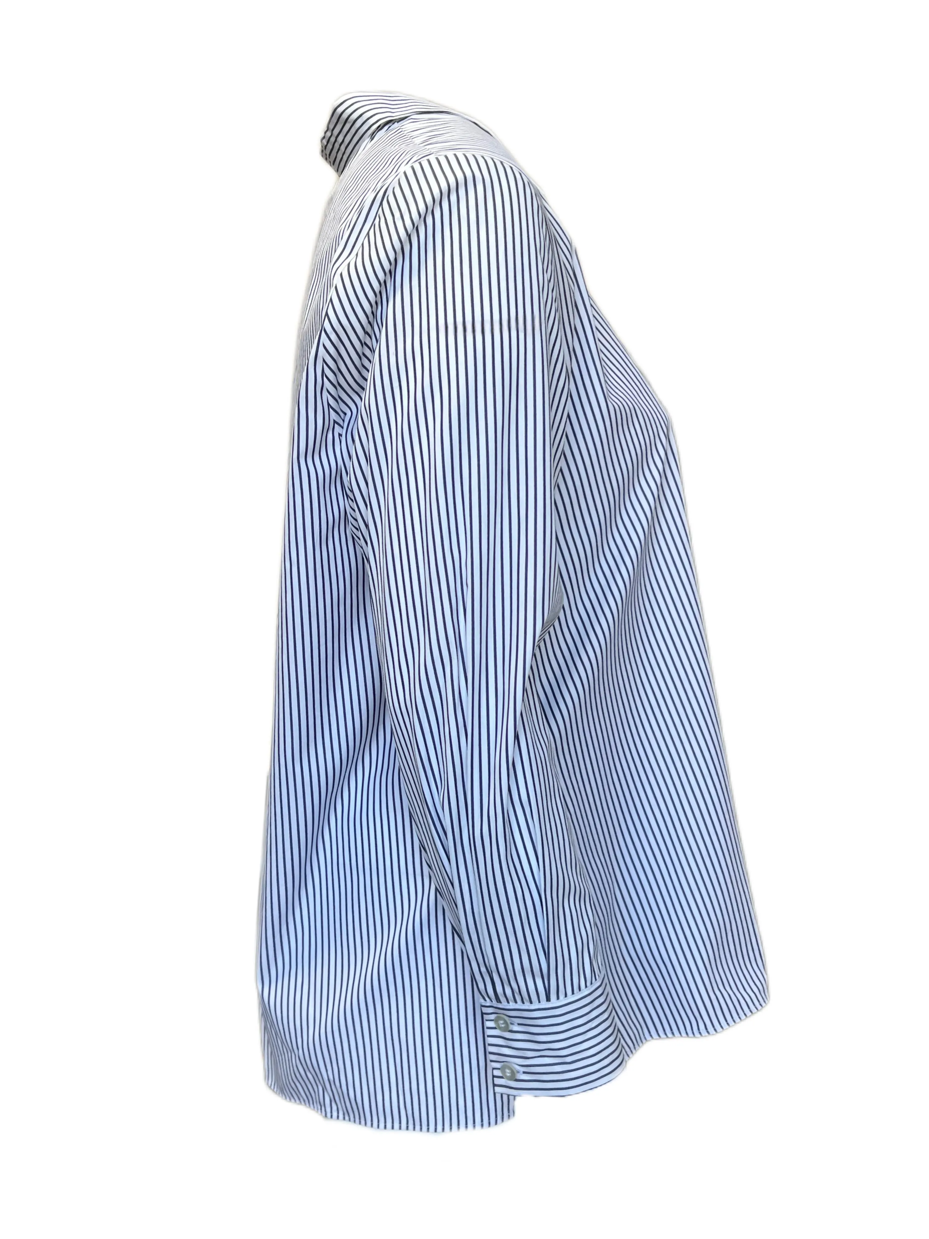 Marina Rinaldi Women's Bast Bit Striped Button Down Cotton Shirt