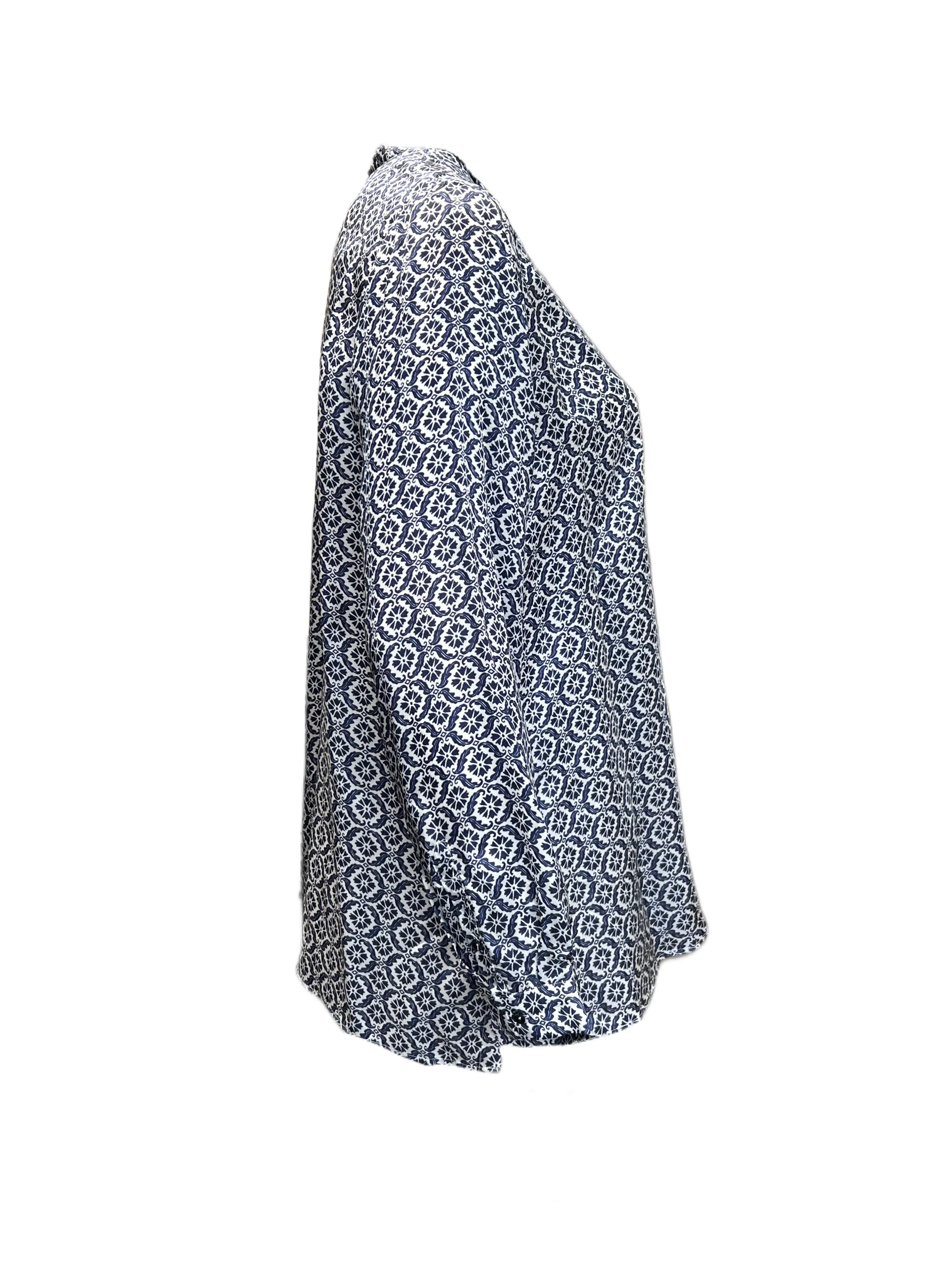 Marina Rinaldi Women's Blue Basilica Button Down Shirt NWT