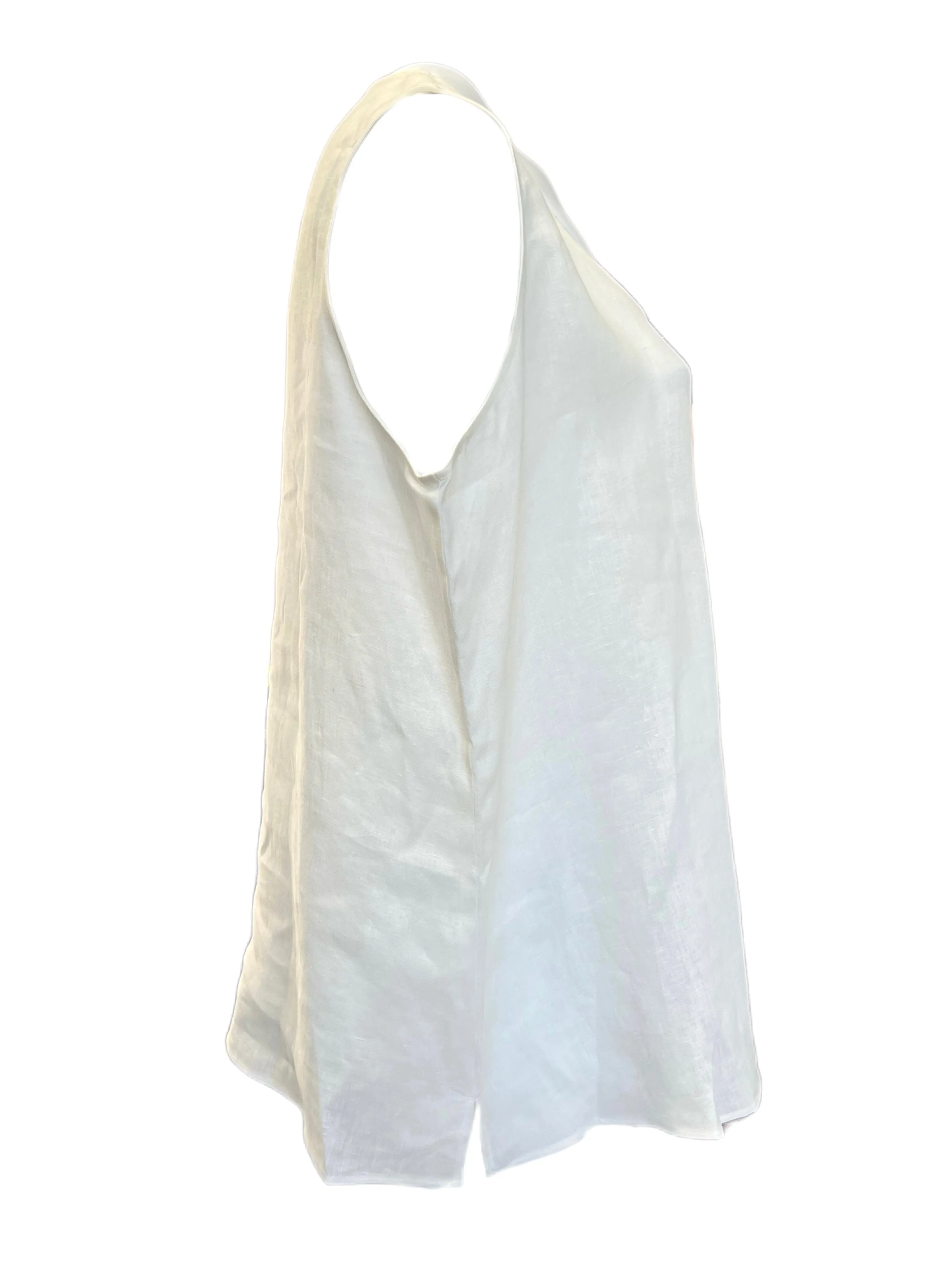 Marina Rinaldi Women's White Bravo Sleeveless Flax Tank NWT