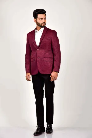 Maroon Knitted Blazer For Parties