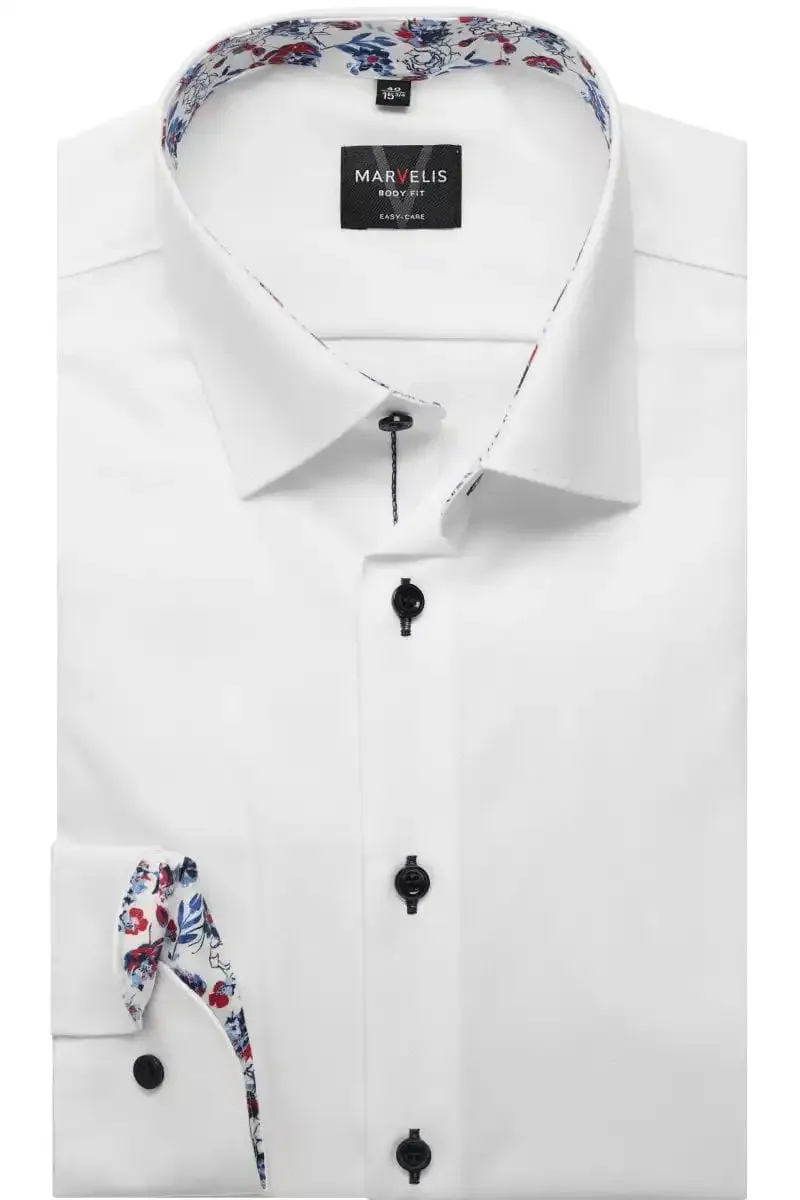 Marvelis Mens Body Fit (Slim) Shirt 7522-74-00 White